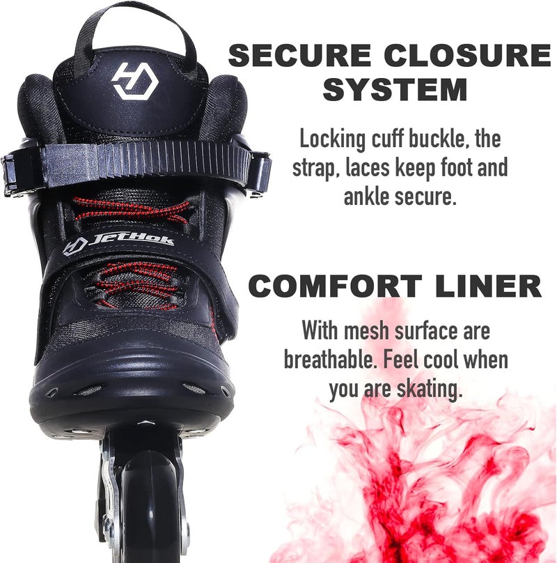 JetHok Inline Skates Advantage Pro Women’s and Men's Adult Fitness Inline Skate, Professional Aluminum Inline Rollerskates Outdoor (Black and Red, Size 7-11) - Image 5